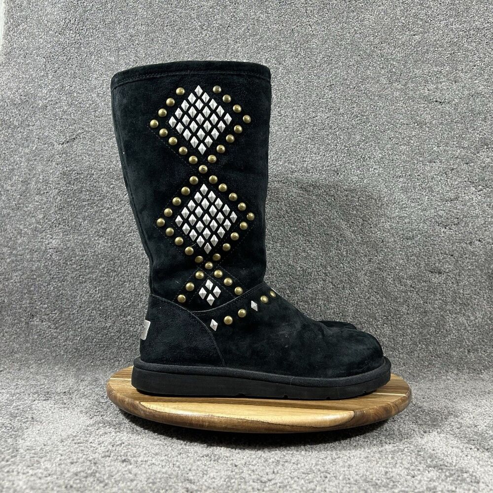 UGG Australia Avondale 3330 Women's Size 8 Black Suede Silver Brass Studs Boots